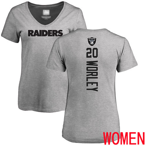 Oakland Raiders Ash Women Daryl Worley Backer NFL Football #20 T Shirt->nfl t-shirts->Sports Accessory